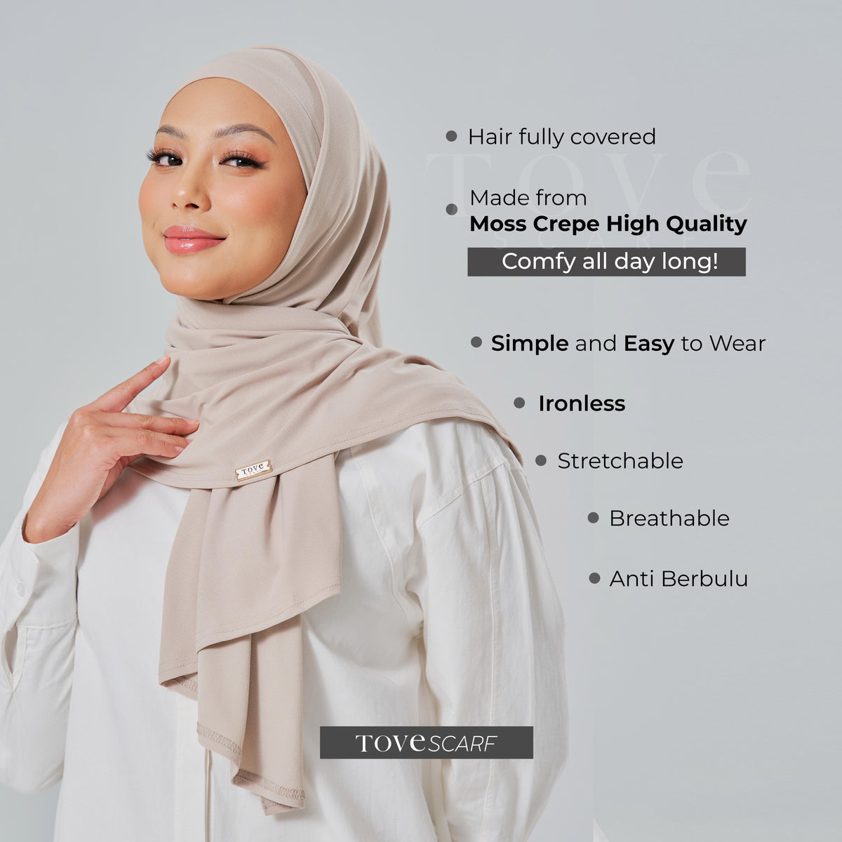 Tudung Semi Instant Aisha Instant Moss Crepe High Quality - Many Style with 1 Shawl - Hijab